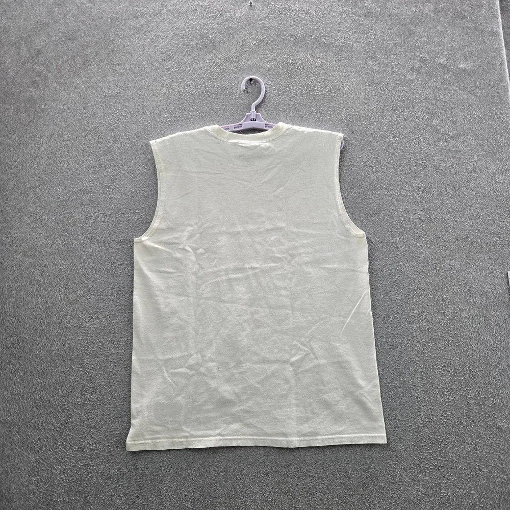 VINTAGE Nike Men Tank M White Sleeveless Basketball Center Swoosh Logo READ